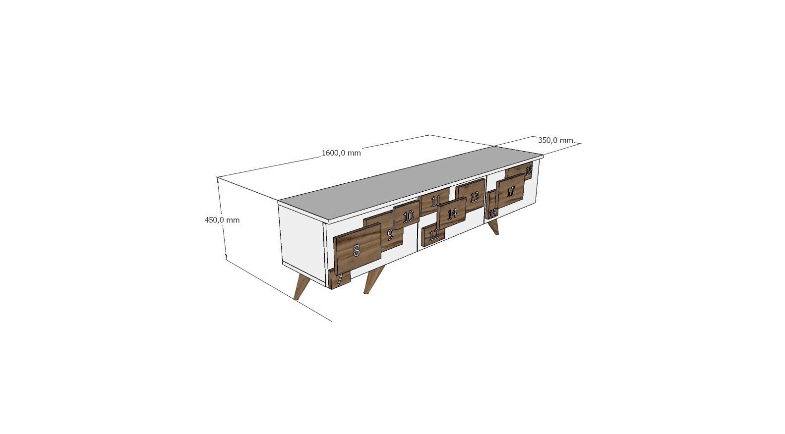 TV alus Asir, 160x45x35 cm, must/valge цена и информация | TV alused | kaup24.ee