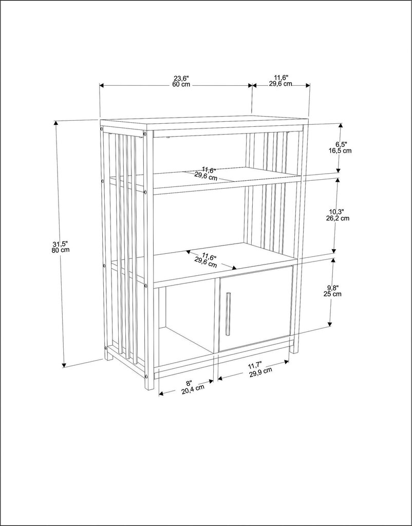 Riiul Asir, 60x80x29,6 cm, roheline/must hind ja info | Riiulid | kaup24.ee