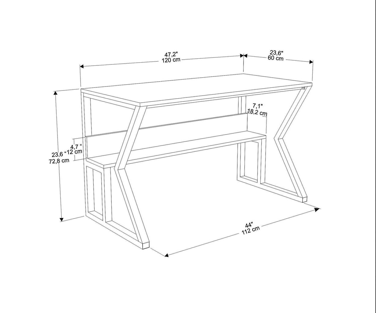 Laud Asir, 120x72,8x60 cm, valge/kuldne hind ja info | Arvutilauad, kirjutuslauad | kaup24.ee