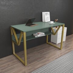 Laud Asir, 120x72,8x60 cm, roheline/kuldne цена и информация | Компьютерные, письменные столы | kaup24.ee