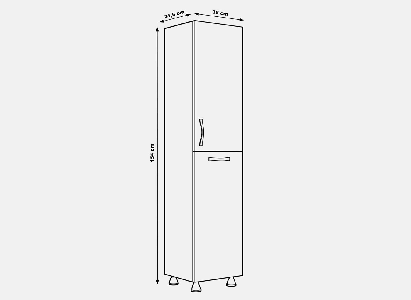 Kapp Asir, 35x154x31 cm, valge hind ja info | Vannitoakapid | kaup24.ee