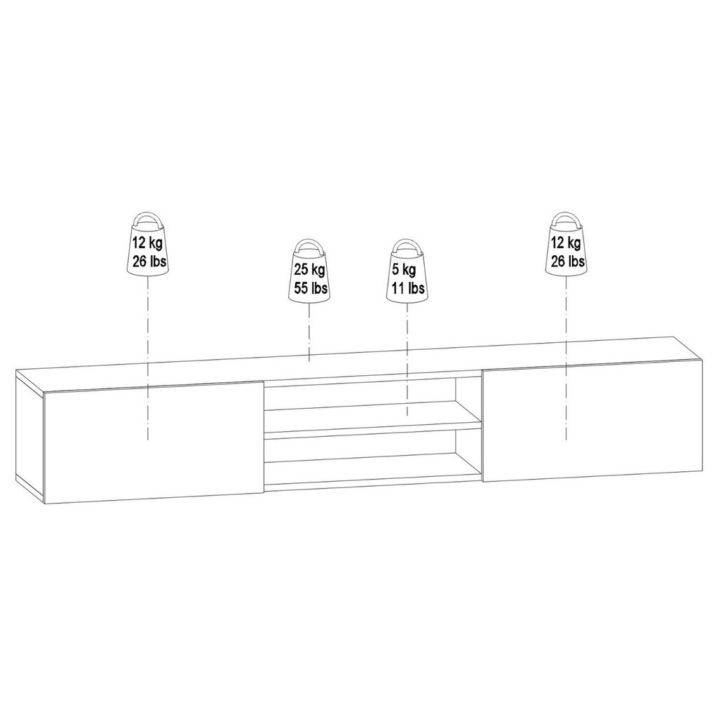 TV alus Asir, 180x30x32 cm, pruun hind ja info | TV alused | kaup24.ee