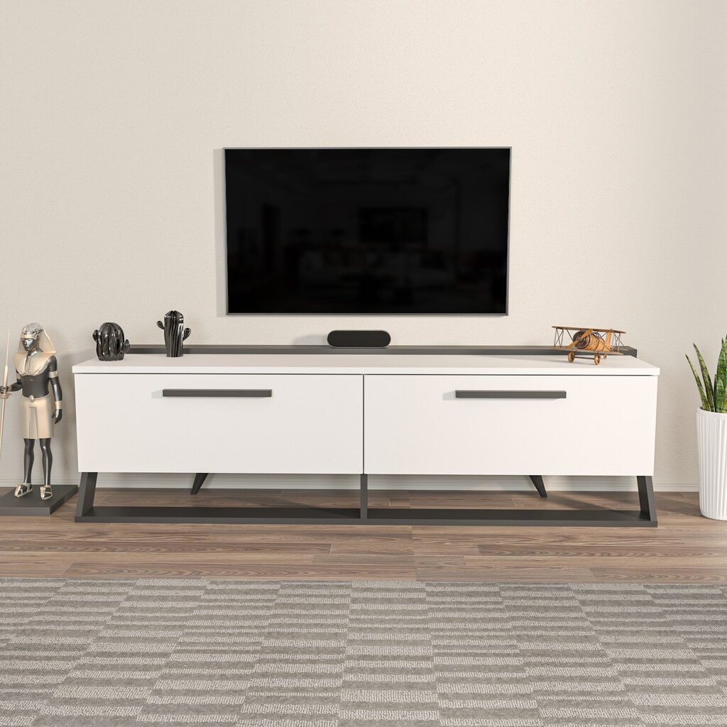 TV alus Asir, 163,8x46,8x36,6 cm, valge/must hind ja info | TV alused | kaup24.ee