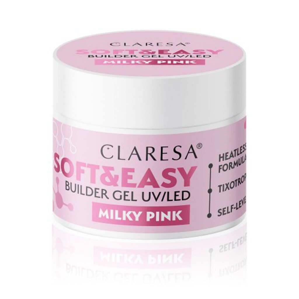 Küünepikendusgeel Claresa Soft&Easy Builder Gel Milky Pink, 12 g hind ja info | Küünelakid, küünetugevdajad | kaup24.ee