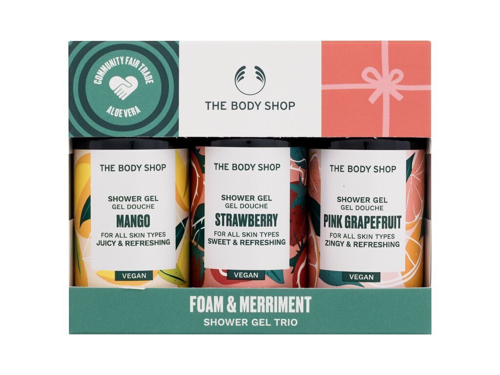 Dušigeeli komplekt The Body Shop Foam &amp; Merriment Shower Gel Trio naistele, 3 tk. hind ja info | Dušigeelid, õlid | kaup24.ee