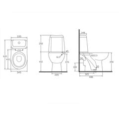 Kompaktne WC-pott Riga, nupp 3/6l, horisontaalne loputus, valge hind ja info | Aqualine Sanitaartehnika, remont, küte | kaup24.ee