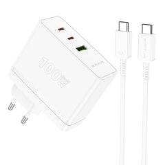 Borofone Wall charger BN11 Imperial - USB + 2xType C - QC 3.0 PD 100W white цена и информация | Зарядные устройства для телефонов | kaup24.ee