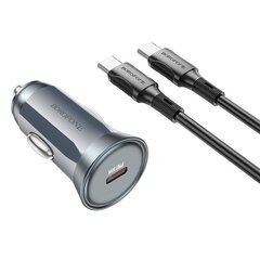 Borofone Car charger BZ26 Searcher - Typ C - PD 30W 3A with Type C to Type C cable grey цена и информация | Зарядные устройства для телефонов | kaup24.ee