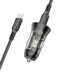 Borofone Car charger BZ26A Shadow - USB + Type C - PD 43W 3A with Type C to Type C cable transparent-black цена и информация | Зарядные устройства для телефонов | kaup24.ee