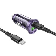 Borofone Car charger BZ26A Shadow - USB + Type C - PD 43W 3A transparent-black цена и информация | Зарядные устройства для телефонов | kaup24.ee