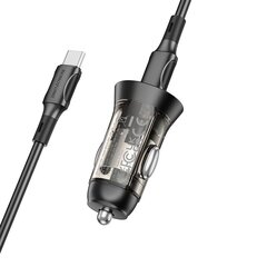 Borofone Car charger BZ26B Discovery - 2xType C - PD 45W 3A with Type C to Type C cable transparent-black цена и информация | Зарядные устройства для телефонов | kaup24.ee