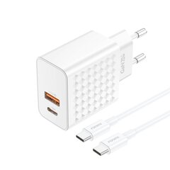 Foneng Wall charger EU42 GaN - USB + Type C - PD 20W 3A with Type C to Type C cable white цена и информация | Зарядные устройства для телефонов | kaup24.ee