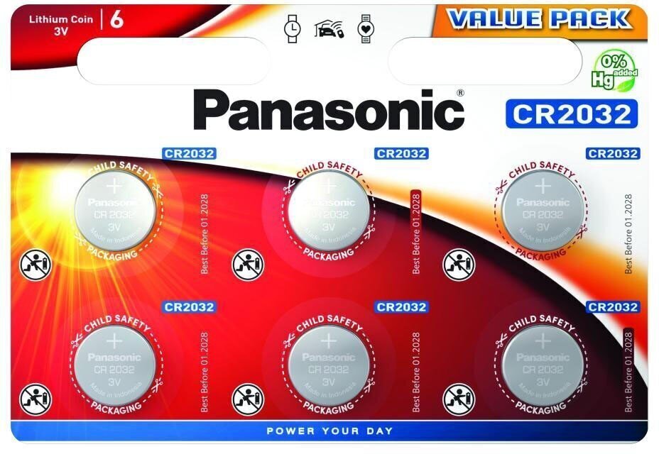 Panasonic patarei CR2032/6B цена и информация | Patareid | kaup24.ee