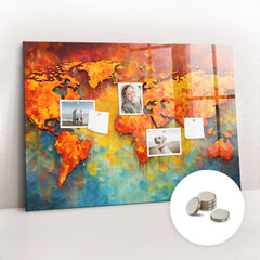 Magnettahvel Maailma Dekoratiivne Kaart, 100x70 hind ja info | Kirjatarbed | kaup24.ee