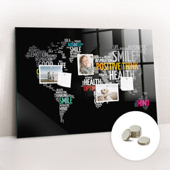 Magnettahvel Maailma Positiivne Kaart, 120x60 hind ja info | Kirjatarbed | kaup24.ee