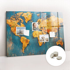Magnettahvel Maailma Dekoratiivne Kaart, 120x60 hind ja info | Kirjatarbed | kaup24.ee