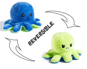 Двусторонняя плюшевая игрушка осьминог, сине-зеленая цена и информация | Мягкие игрушки | kaup24.ee