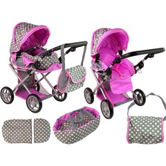 Nukukäru 2in1 Lean Toys, roosa/hall hind ja info | Tüdrukute mänguasjad | kaup24.ee