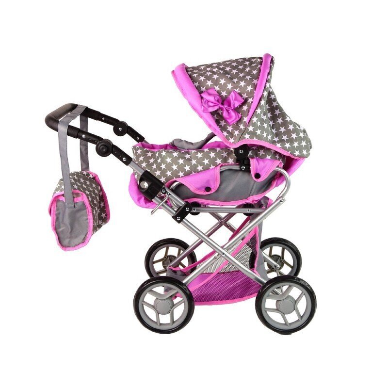 Nukukäru 2in1 Lean Toys, roosa/hall hind ja info | Tüdrukute mänguasjad | kaup24.ee