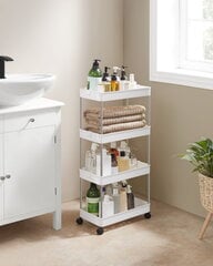 Шкаф на колесиках с 4 полками, белый цена и информация | Шкафчики для ванной | kaup24.ee
