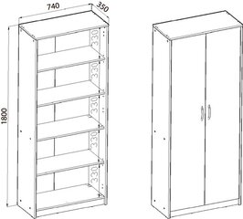 Kapp Bestseller R005 74x180x35 cm, tamm sonoma цена и информация | Шкафы | kaup24.ee