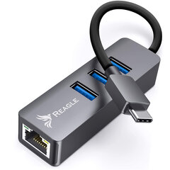 Reagle Network Hub USB-C 3.1 GIGABIT LAN RJ45 1GB kaart hind ja info | USB jagajad, adapterid | kaup24.ee