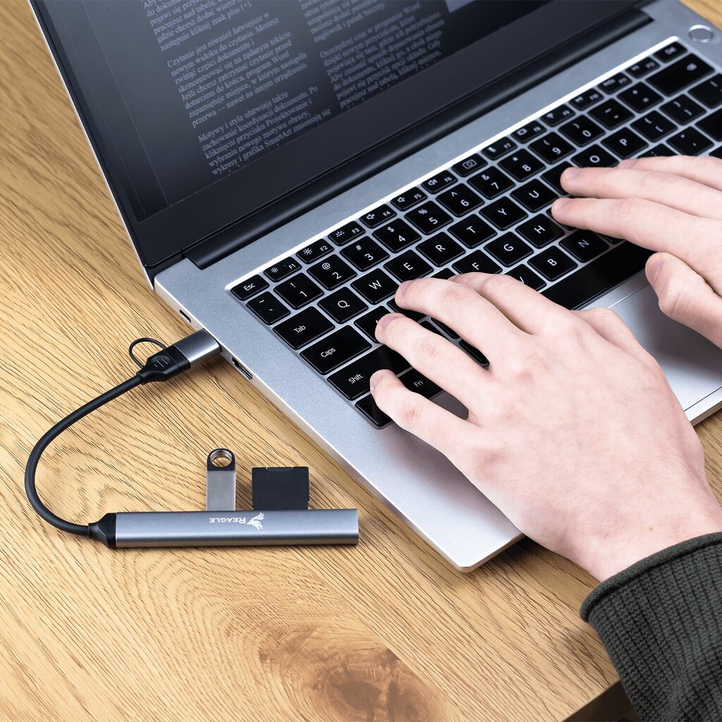 Reagle USB-C USB-A 2-in-1 HUB 3x USB porti SD TF lugejale hind ja info | USB jagajad, adapterid | kaup24.ee