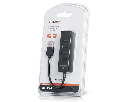 Real-EL HQ-154, USB 2.0 HUB, 4 x USB hind ja info | USB jagajad, adapterid | kaup24.ee