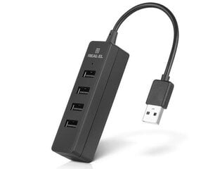 Real-EL HQ-154, USB 2.0 HUB, 4 x USB цена и информация | Адаптеры и USB-hub | kaup24.ee