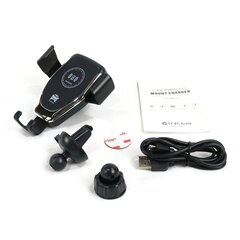 Автомобильное беспроводное зарядное устройство Deep-Tech Fast Car Mount Charger QI-06 10W для Apple iPhone / Samsung Galaxy, черное цена и информация | Зарядные устройства для телефонов | kaup24.ee