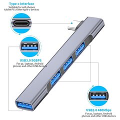 USB-C многофункциональная HUB-станция, type C цена и информация | Адаптеры и USB-hub | kaup24.ee