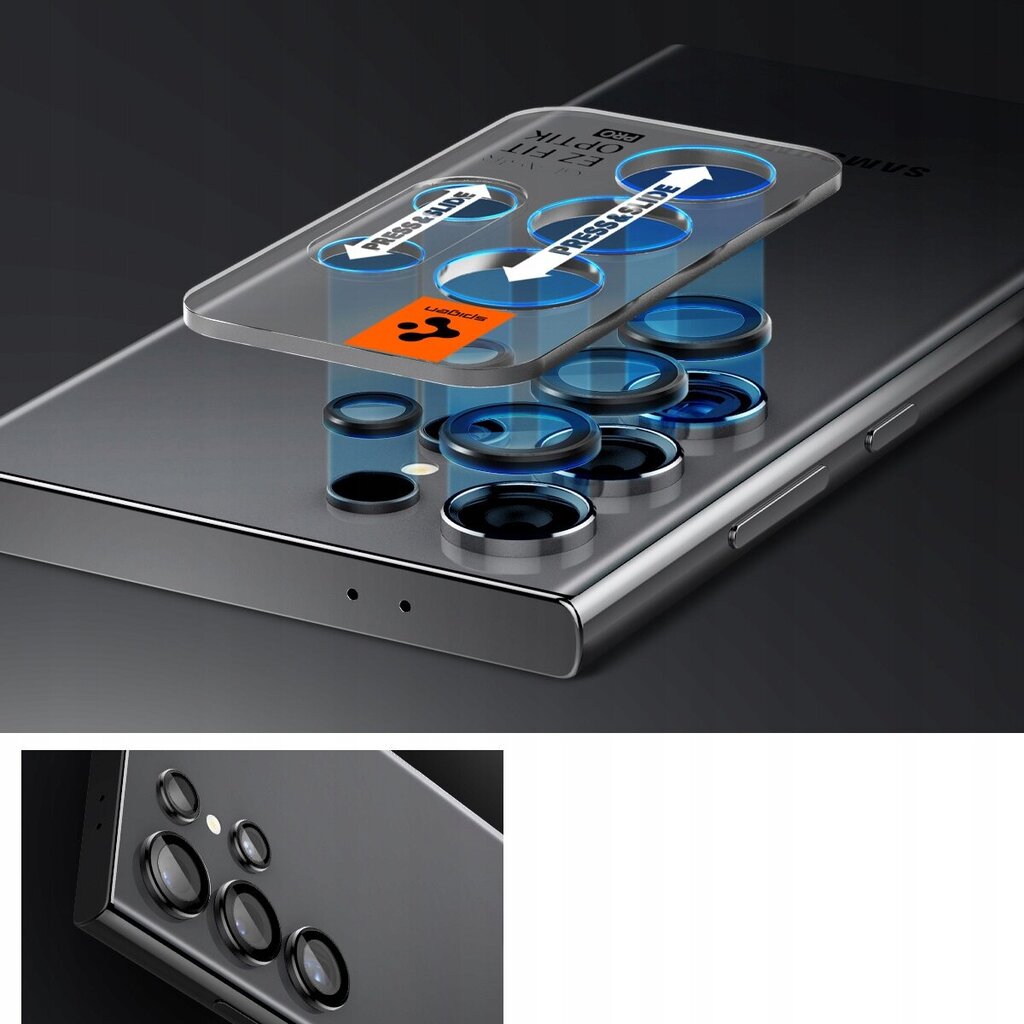 Kaameraklaas Spigen Glas.tR Ez Fit Optik Pro 2-PackGalaxy S24 Ultra must hind ja info | Ekraani kaitsekiled | kaup24.ee