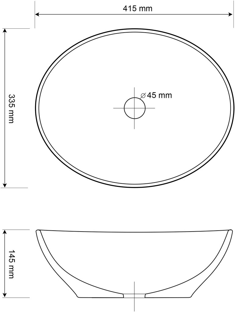 Ümmargune valamu countertop segistuskraan must stopper цена и информация | Kraanikausid, valamud | kaup24.ee