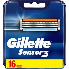 Raseerimiskassetid "Gillette" Sensor 3, 16 tk hind ja info | Raseerimisvahendid | kaup24.ee