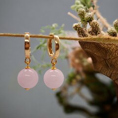 Женские позолоченные серебряные серьги с камнем Розовый кварц I.L.U.S цена и информация | Серьги | kaup24.ee
