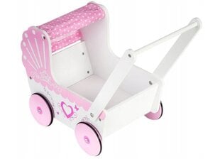 Деревянная кукольная коляска розовая цена и информация | Игрушки для девочек | kaup24.ee