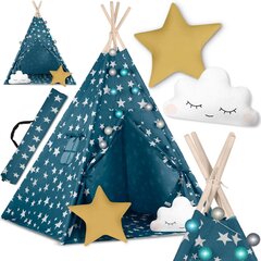 Teepee telk lastele Nukido tuledega - sinine цена и информация | Детские игровые домики | kaup24.ee