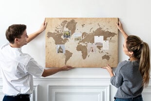 Korktahvel Maalitud maailmakaart, 100x70 cm цена и информация | Канцелярские товары | kaup24.ee