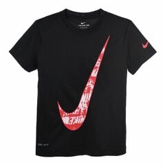 Детский Футболка с коротким рукавом Nike Texture Swoosh Чёрный цена и информация | Рубашки для мальчиков | kaup24.ee