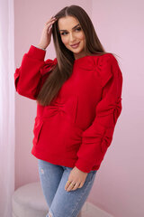 красный однотонный классический свитер с круглым вырезом горловины цена и информация | Женские кофты | kaup24.ee