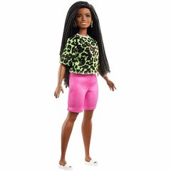 Nukk Barbie Fashionistas 144 Long Brunette Braids with Neon Green hind ja info | Tüdrukute mänguasjad | kaup24.ee