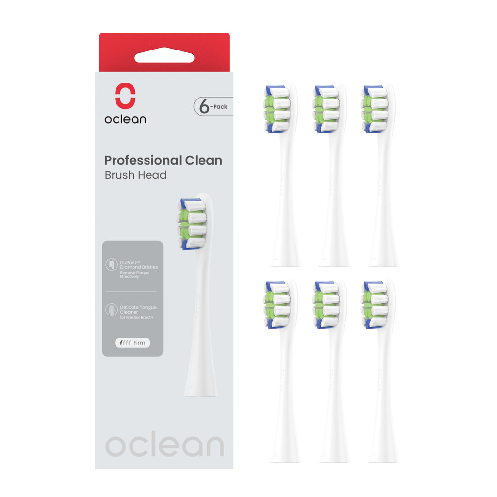 Harjapea Oclean Professional Clean brush head P1C1 W06 6pcs White hind ja info | Elektriliste hambaharjade otsikud | kaup24.ee