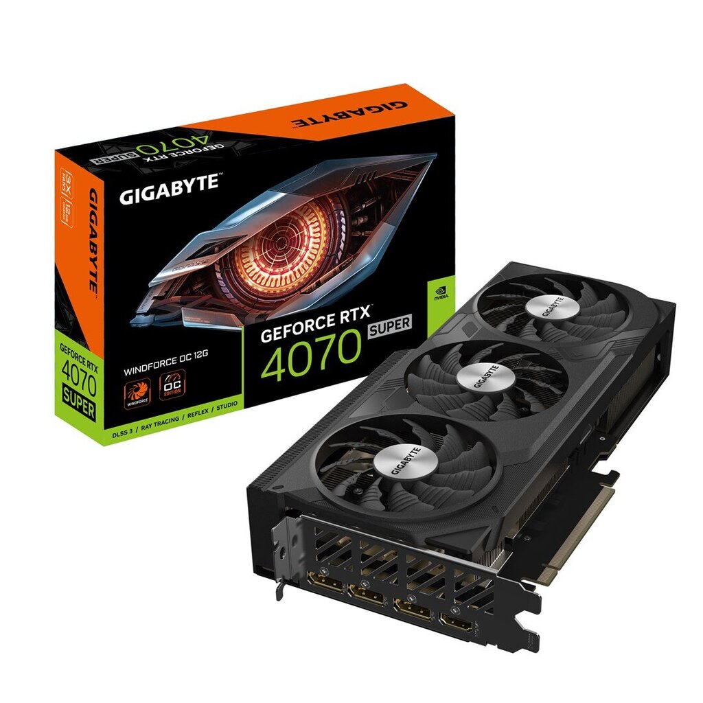 Gigabyte GeForce RTX 4070 Super Windforce OC (GV-N407SWF3OC-12GD) hind ja info | Videokaardid (GPU) | kaup24.ee