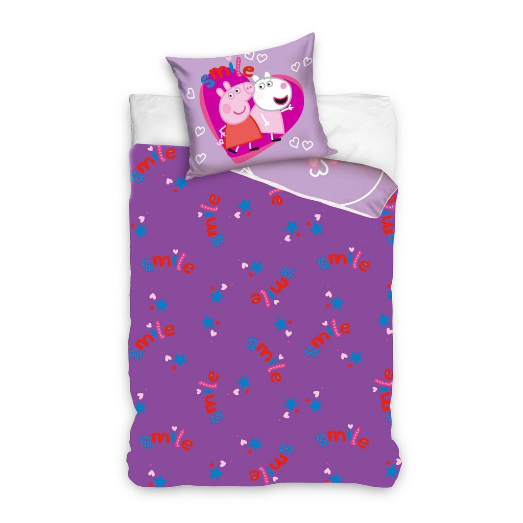 Voodipesukomplekt Peppa Pig, 140 x 200, 2 osa цена и информация | Beebide ja laste voodipesu | kaup24.ee