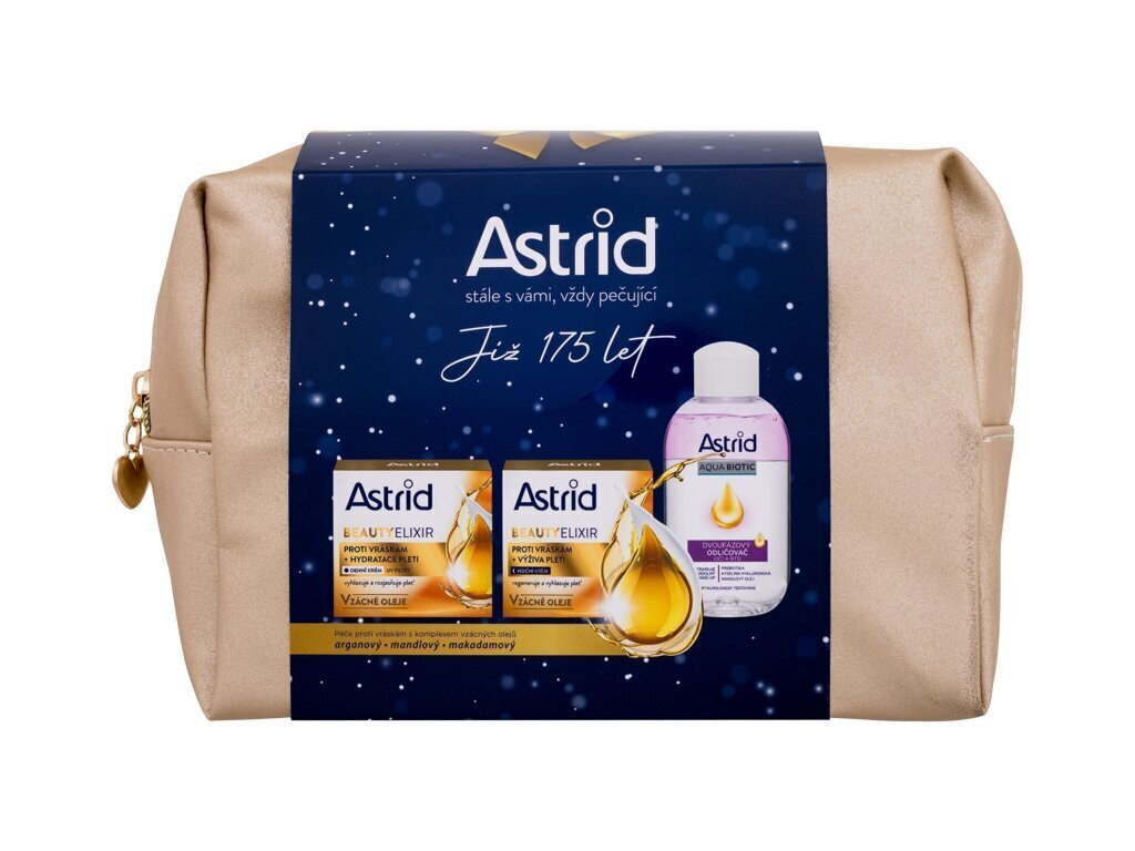 Astrid Beauty Elixir kosmeetikakomplekt: päevakreem 50 ml + öökreem 50 ml + meigieemaldaja 125 ml + kosmeetikakott цена и информация | Näokreemid | kaup24.ee