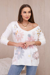 бело-коричневая базовая хлопковая блуза в рубчик rue paris цена и информация | Женские блузки, рубашки | kaup24.ee