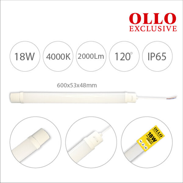 Ollo Exclusive LED lineaarne laevalgusti, 60cm, FF102-18W hind ja info | LED ribad | kaup24.ee