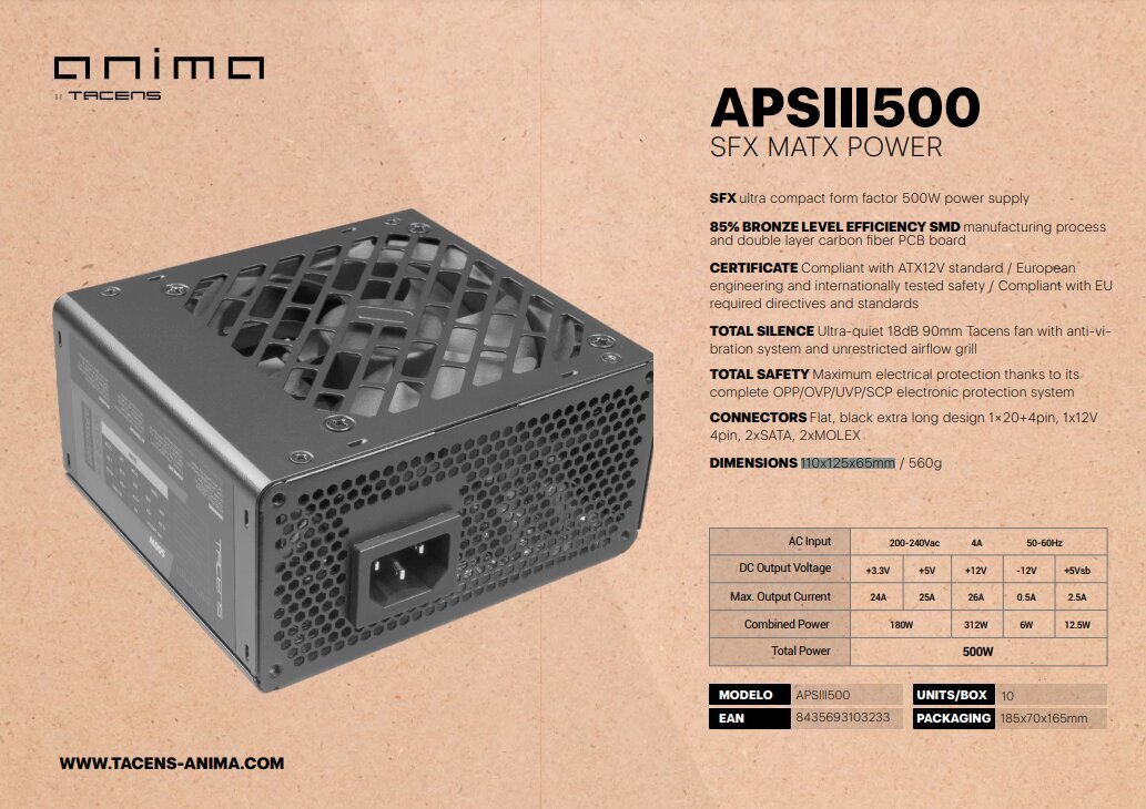 Tacens APSIII500 hind ja info | Toiteplokid (PSU) | kaup24.ee