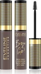 Paksendavate kiududega kulmuripsmetušš Eveline Cosmetics Brow&Go! 01 Medium Brown 6ml цена и информация | Карандаши, краска для бровей | kaup24.ee