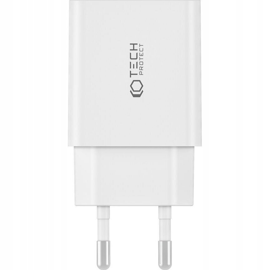 Võrgulaadija Tech-Protect C35W 2-PORT Network PD 35W USB-C valge hind ja info | Mobiiltelefonide laadijad | kaup24.ee